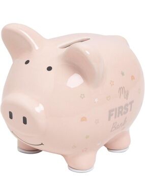 My First Bank Pink Piggy Bank - Kids Ceramic Money Saver